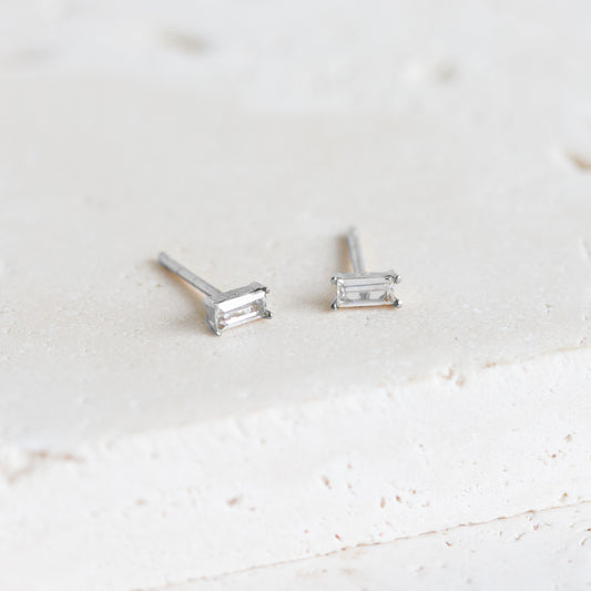 Baguette Studs | White CZ