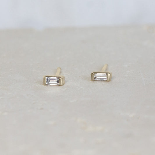Baguette Diamond Studs | 14ct Gold