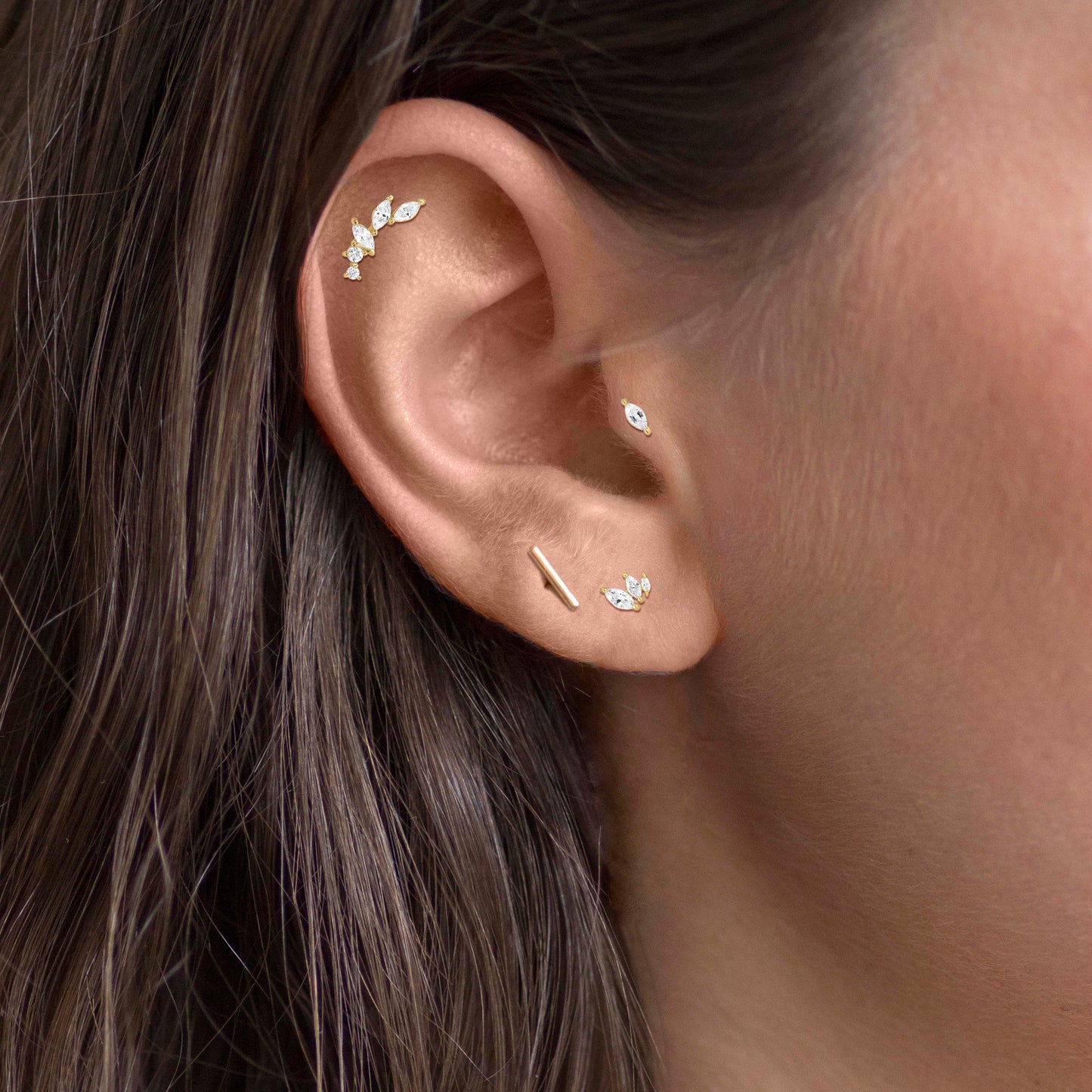 Marq stud | 14ct Gold