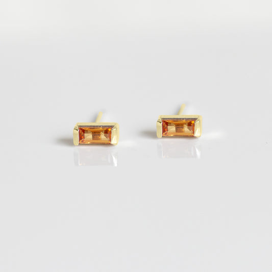 Citrine Confetti studs in solid gold