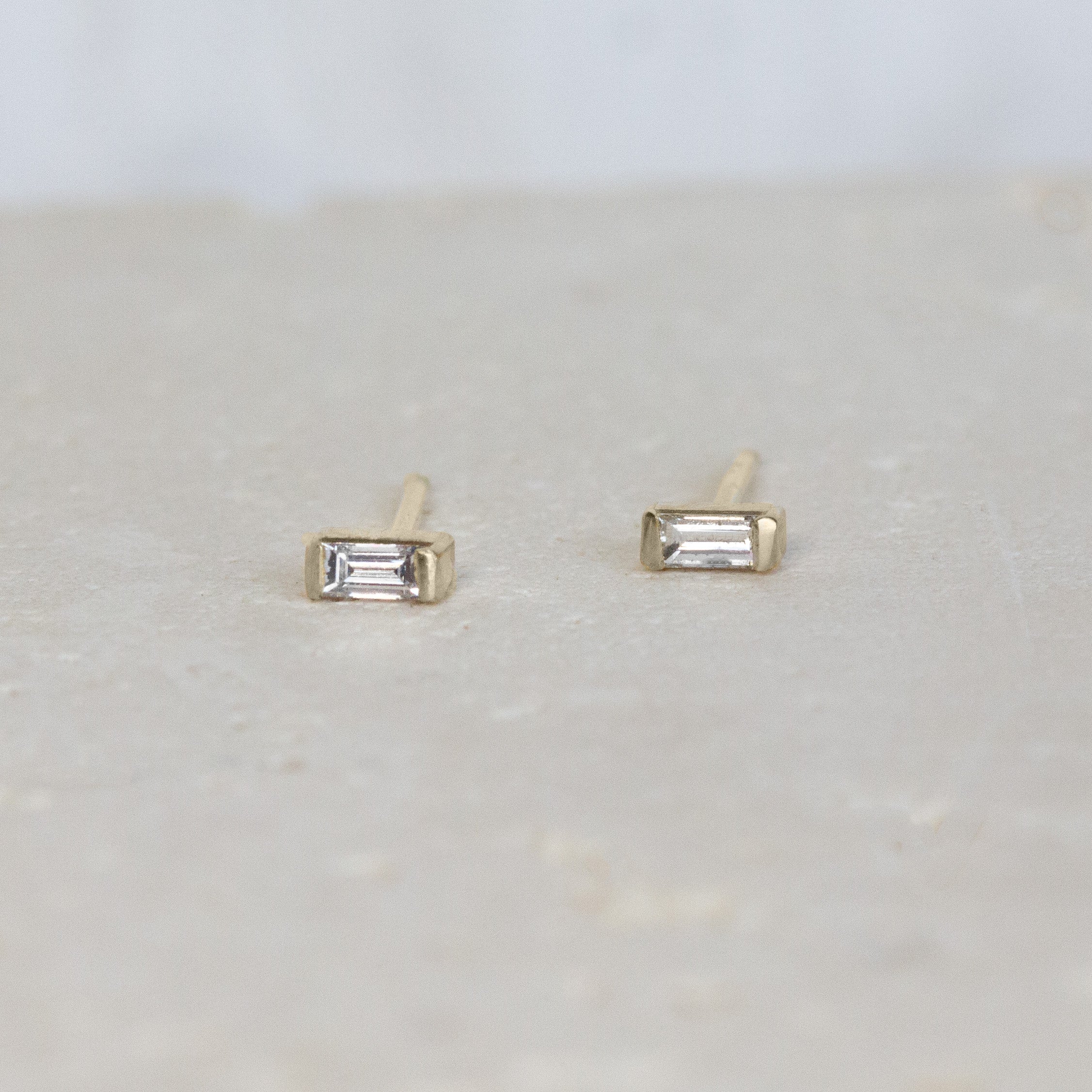 Baguette Diamond Studs | 14ct Gold