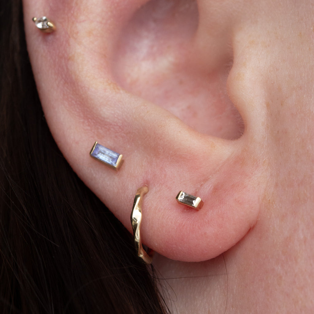 Baguette Diamond Studs | 14ct Gold