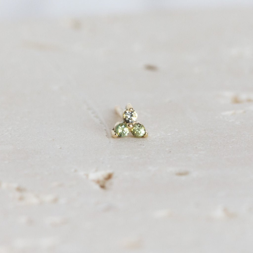 Sapphire Trio Stud | 14ct Gold
