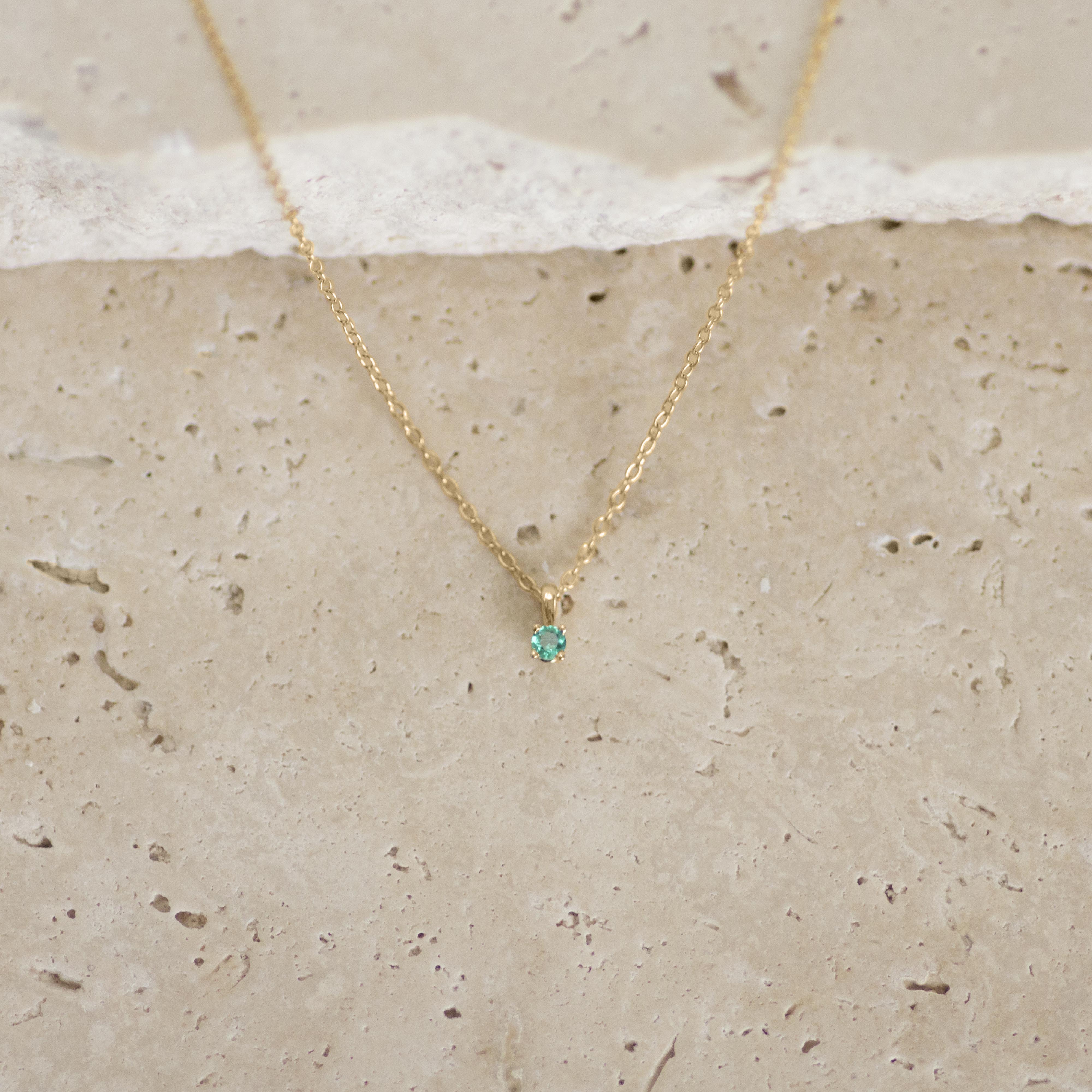 Tiny deals emerald necklace